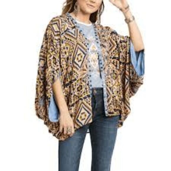 Ariat Multi Color Women's Social Kimono Top Women's One Size - Picture 11 of 11